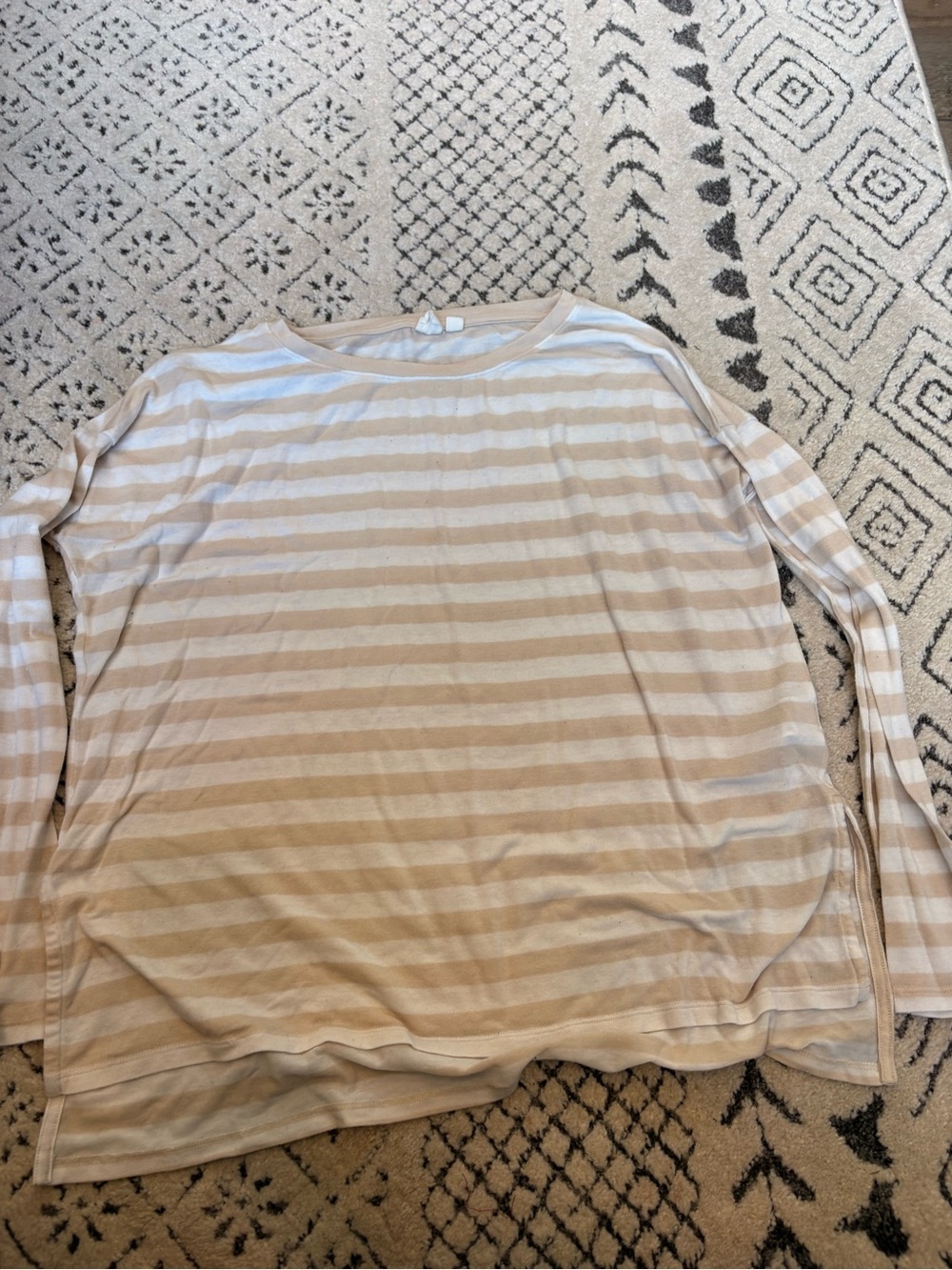 GAP Beige and White Striped Long Sleeve Tee